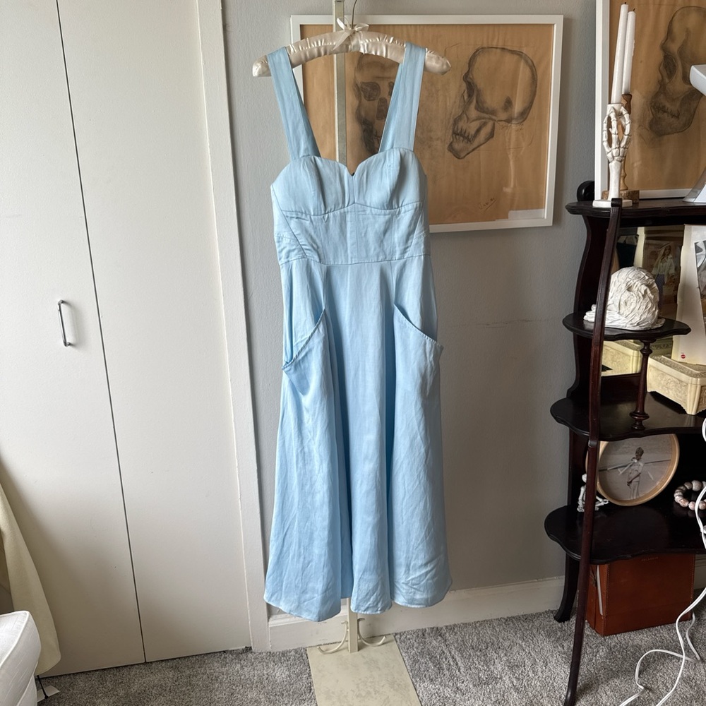 H&M Blue Sleeveless Sweetheart Sundress